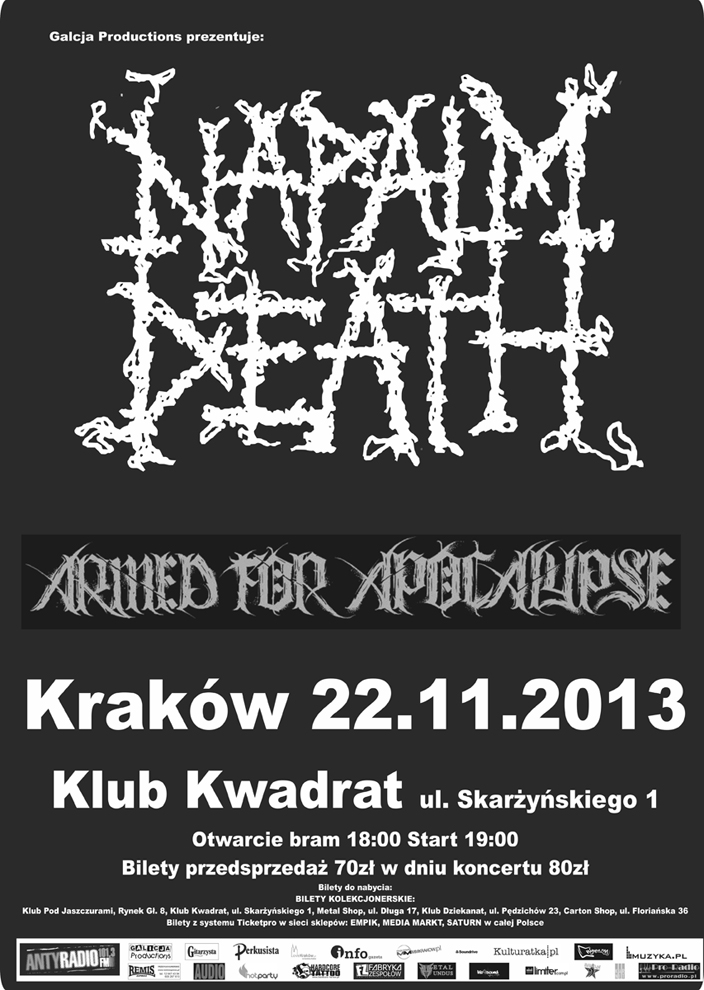 Napalm Death wystąpi w krakowskim Kwadracie